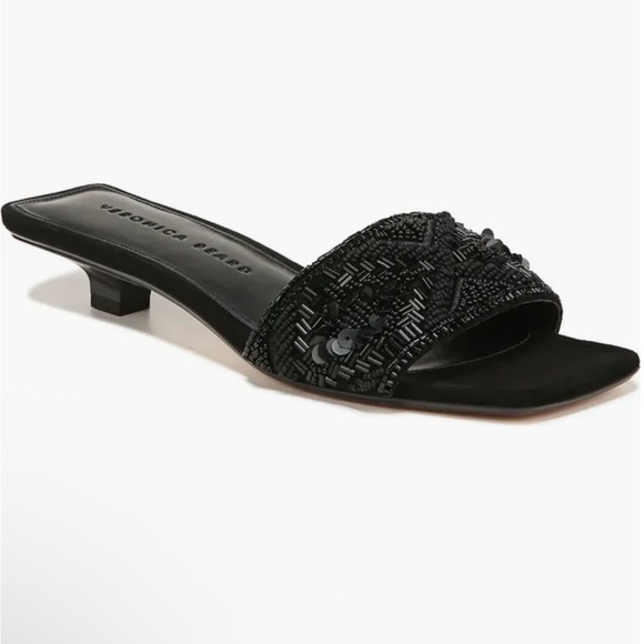 Veronica Beard Shoes - Veronica Beard Black Beaded Slide Mules